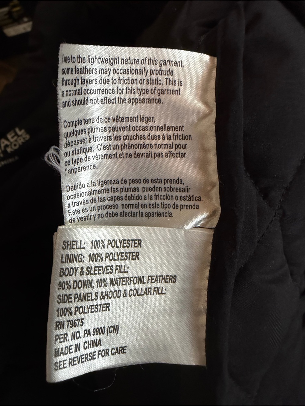 Michael Michael Kors Packable Down Fill Puffer Coat – Women’s XXL Black Hooded - Picture 7 of 10